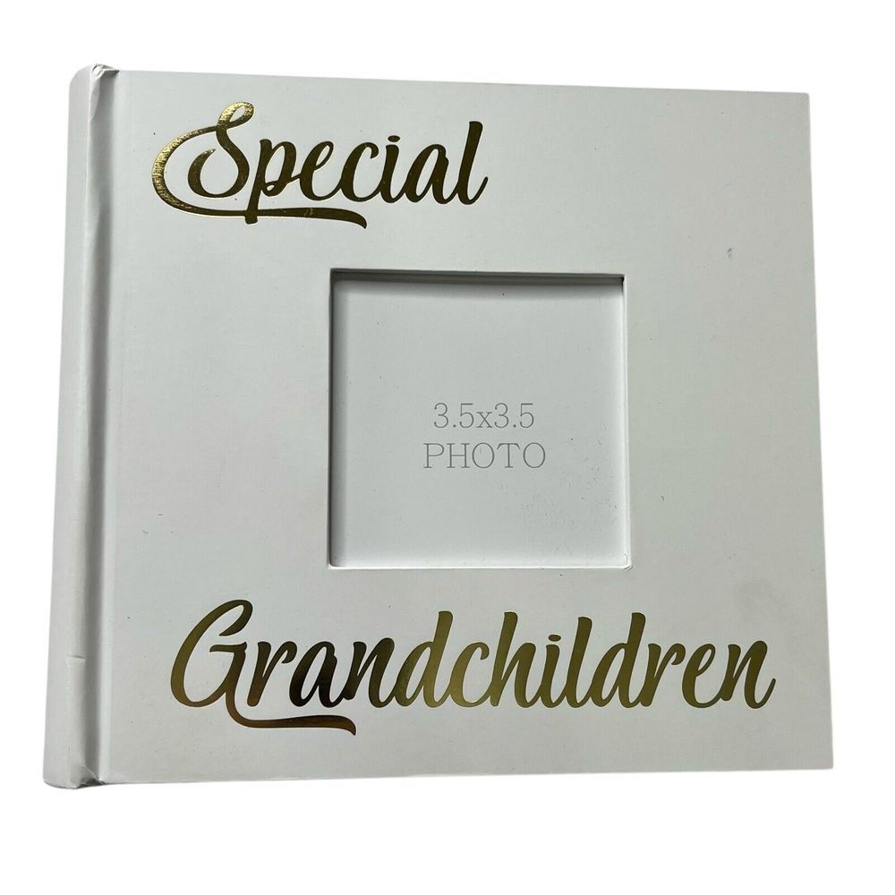 Happy Homewares Special Grandchildren Photo Album White Gold HH820-GRCH Gift Vtg